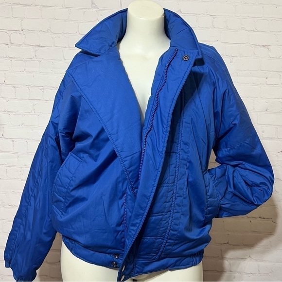VINTAGE 90s blue Puffer Jacket Large Made in Korea Brand Grizzly GUC - Picture 6 of 16